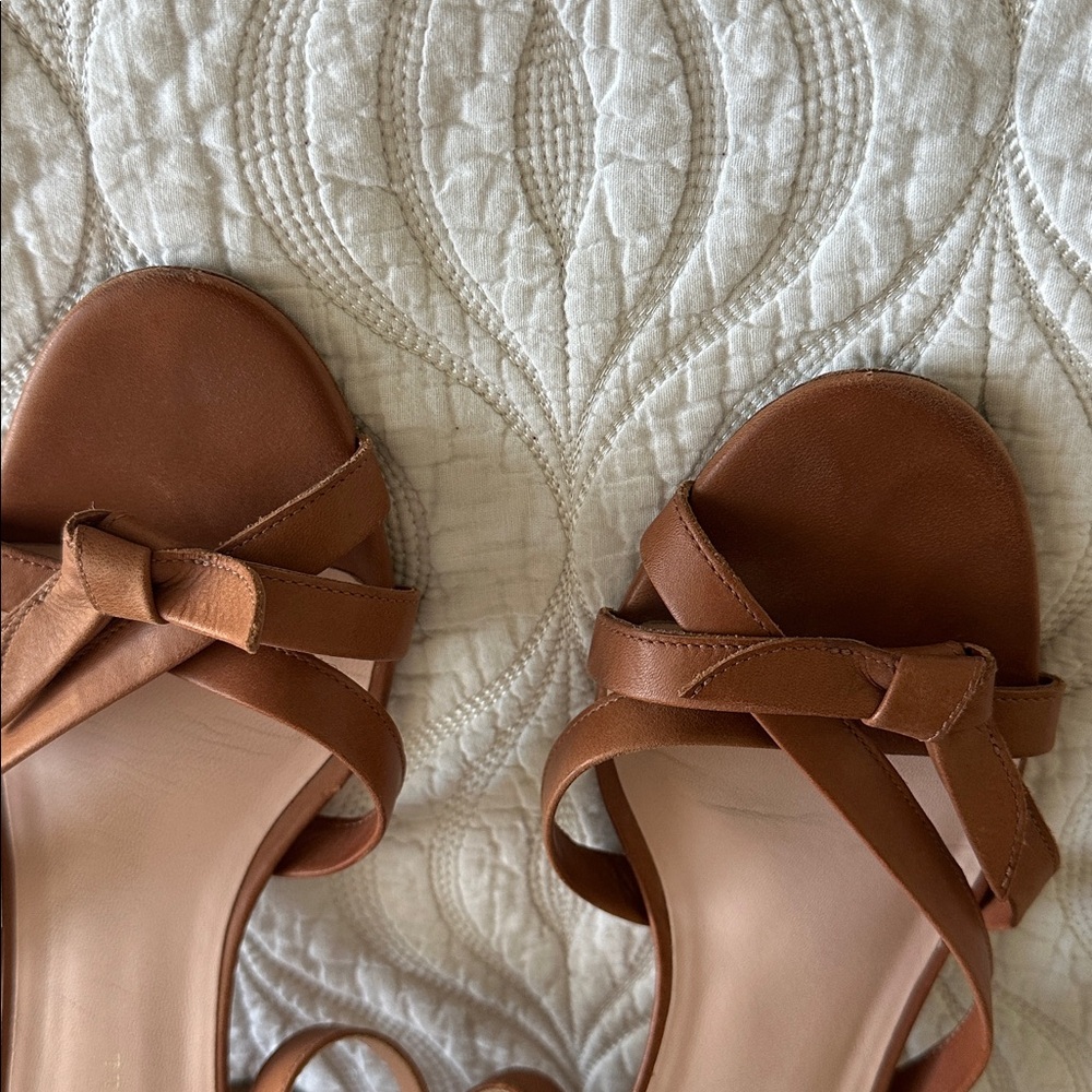 LOEFFLER RANDALL Brown Bow Block Heel Sandals - Picture 6 of 6